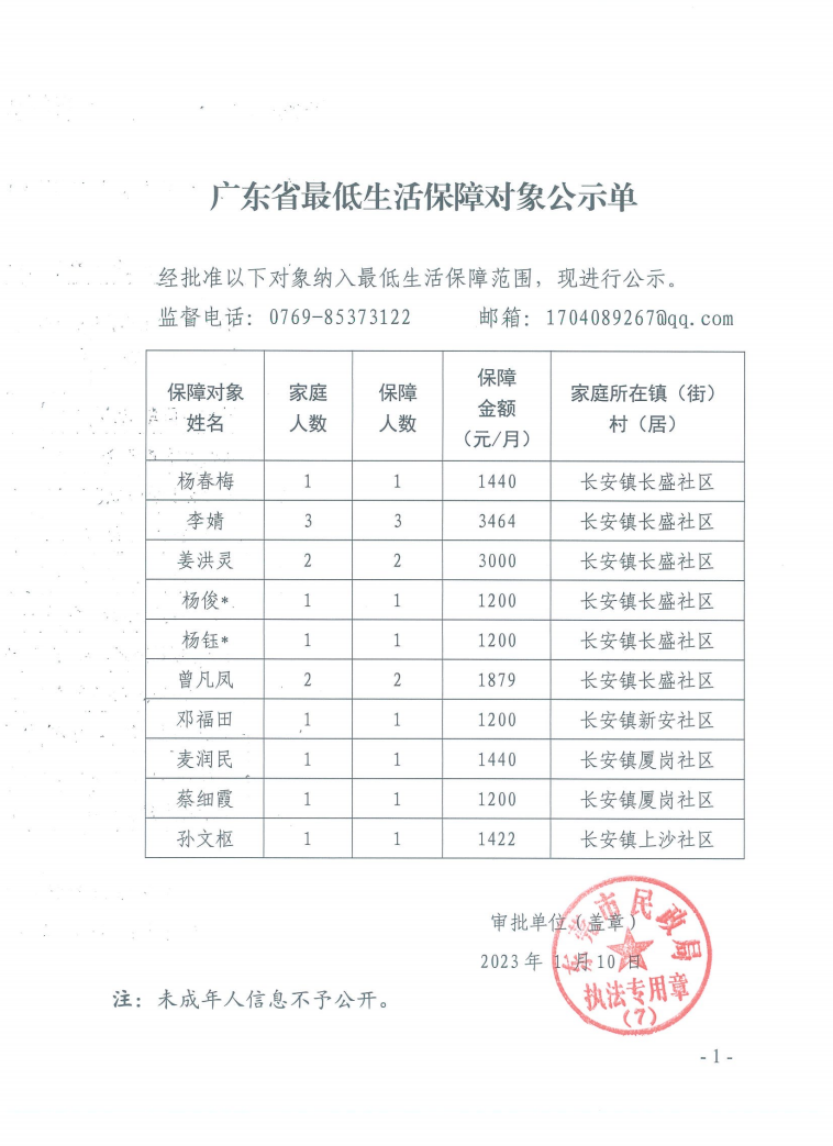 廣東省最低生活保障對象公示單（2023年1月長安鎮(zhèn)）.png