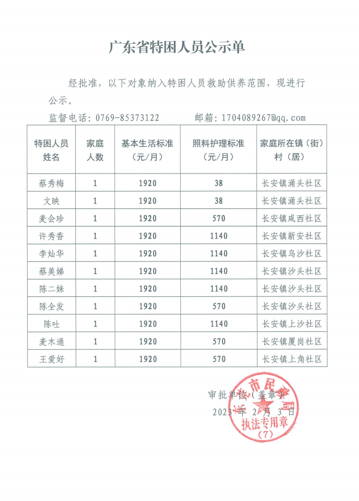 廣東省特困人員公示單（2023年2月長安鎮(zhèn)）.png