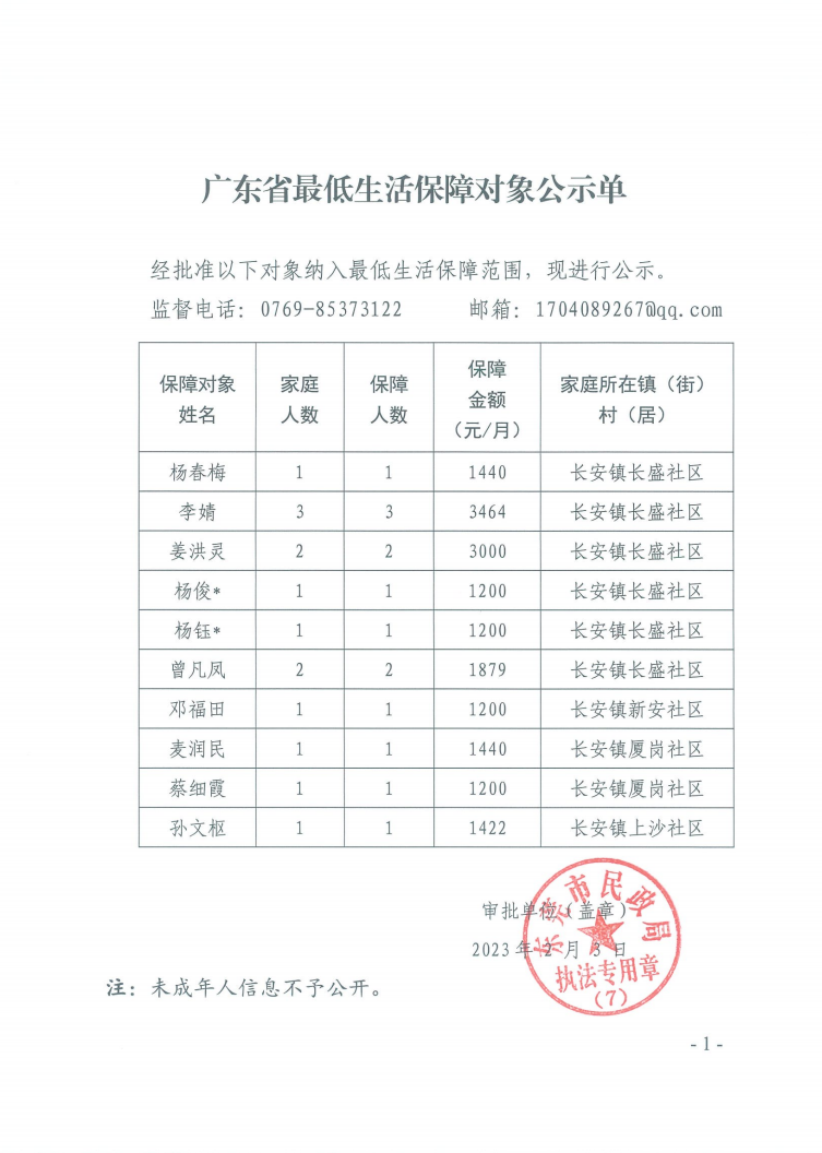 廣東省最低生活保障對象公示單（2023年2月長安鎮(zhèn)）.png